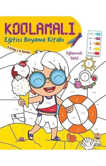 Kodlamalı Eğitici Boyama Kitabı - Eğlenceli Tatil (5- 6 Yaş 2. Seviye)