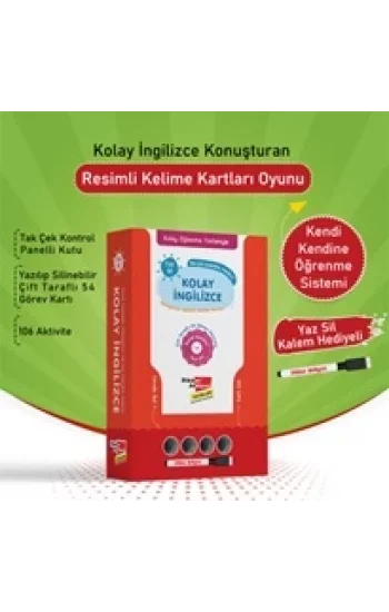 Kolay Öğrenme Yöntemiyle Kolay İngilizce Konuşturan Resimli Kelime Kartları