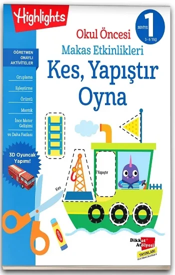 Okul Öncesi Makas Etkinlikleri Kes, Yapıştır, Oyna 1. Seviye