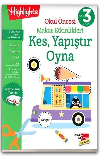 Okul Öncesi Makas Etkinlikleri Kes, Yapıştır, Oyna 3. Seviye