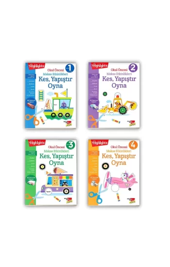 Okul Öncesi Makas Etkinlikleri Kes, Yapıştır, Oyna 4lü Set