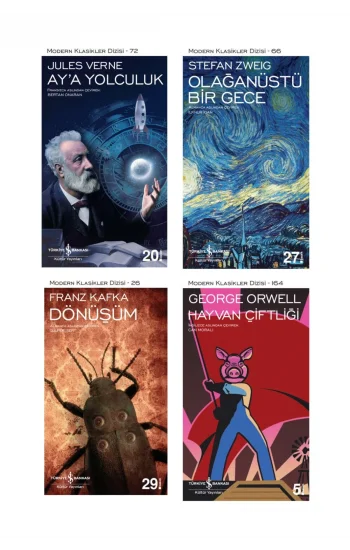 Olağanüstü Bir Gece + Aya Yolculuk + Dönüşüm + Hayvan Çiftliği- 4 Kitap Set - Iş Bankası Özel Set