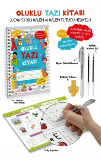 Oluklu Yazı Kitabı (Uçan Sihirli Kalem ve Kalem Tutucu Hediyeli)