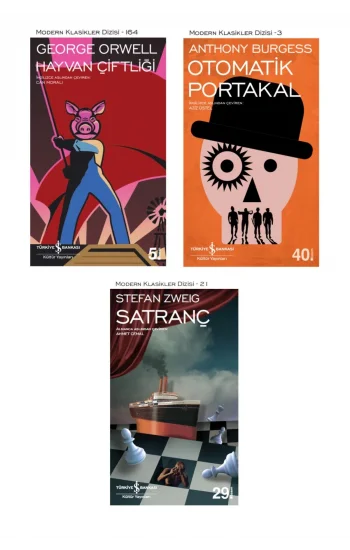 Otomatik Portakal + Satranç + Hayvan Çiftliği- 3 Kitap Set - Iş Bankası Özel Set Otomatik Portakal K