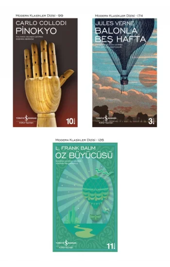 Oz Büyücüsü + Pinokyo + Balonla Beş Hafta- 3 Kitap Set - Iş Bankası Özel Set Oz Büyücüsü Kitabı