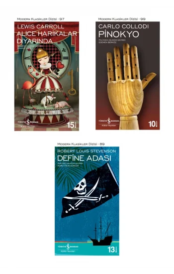 Pinokyo + Alice Harikalar Diyarında + Define Adası- 3 Kitap Set - Iş Bankası Özel Set Pinokyo Kitabı