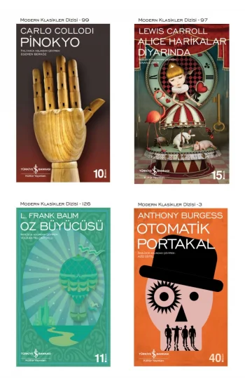 Pinokyo + Alice Harikalar Diyarında + Oz Büyücüsü + Otomatik Portakal- 4 Kitap Set