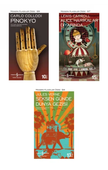 Pinokyo + Alice Harikalar Diyarında + Seksen Günde Dünya Gezisi- 3 Kitap Set - Iş Bankası Özel Set