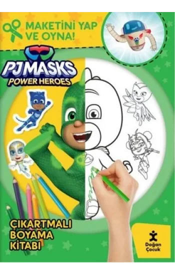 Pjmasks Power Heroes Çıkartmalı Boyama Kitabı - Maketini Yap ve Oyna!