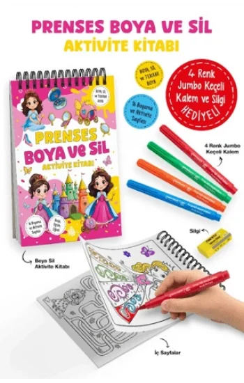 Prenses – Boya ve Sil Aktivite Kitabı / 3 Yaş +