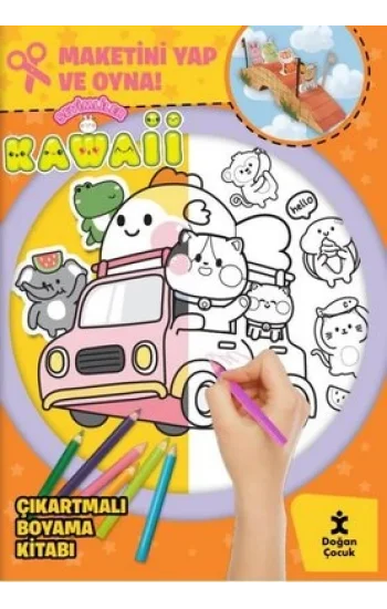 Sevimliler Kawaii - Çıkartmalı Boyama Kitabı - Maketini Yap ve Oyna!