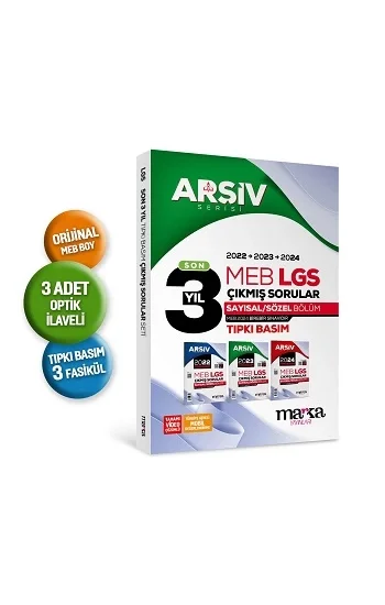 Son 3 Yıl LGS 8. Sınıf ARŞİV Serisi Tıpkı Basım Fasikül Fasikül Çıkmış  Sorular Tamamı Video Çözümlü