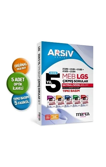 Son 5 Yıl LGS 8. Sınıf ARŞİV Serisi Tıpkı Basım Fasikül Fasikül Çıkmış Sorular Tamamı Video Çözümlü