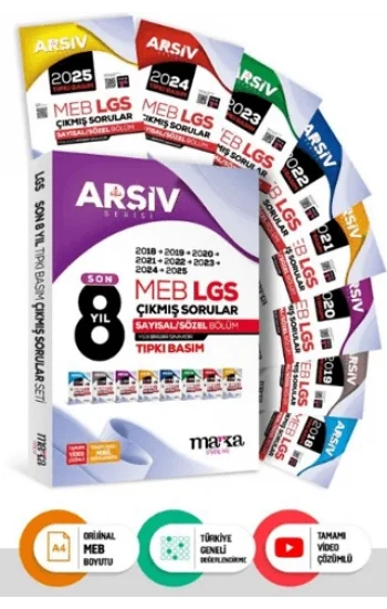Son 8 Yıl 8. Sınıf Arşiv Serisi LGS Tıpkı Basım Fasikül Fasikül Çıkmış Sorular Tamamı Video Çözümlü