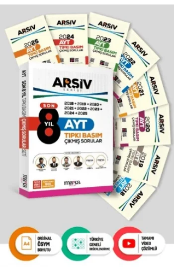 Son 8 Yıl AYT Arşiv Serisi Tıpkı Basım Fasikül Fasikül Çıkmış Sorular Tamamı Video Çözümlü