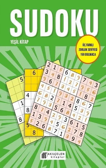 Sudoku Yeşil Kitap - Üç Farklı Zorluk Seviyesi  159 Bulmaca