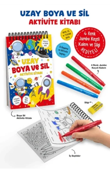 Uzay – Boya ve Sil Aktivite Kitabı / 3 Yaş +