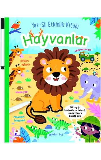 Yaz-Sil Etkinlik Kitabı – Hayvanlar (Kalemli)