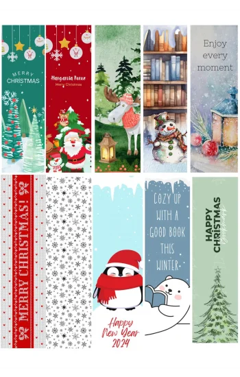 Yeni Yıl 10lu Ayraç Seti 02- Yılbaşı Temalı Kitap Ayracı- 10 Adet