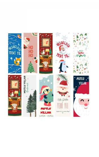 Yeni Yıl 10lu Ayraç Seti 02a-Yılbaşı Temalı Kitap Ayracı- 10 Adet