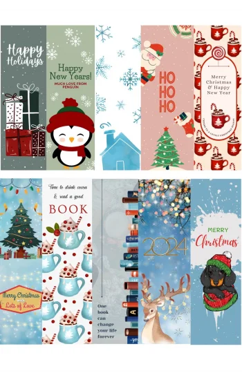 Yeni Yıl 10lu Ayraç Seti 03- Yılbaşı Temalı Kitap Ayracı- 10 Adet