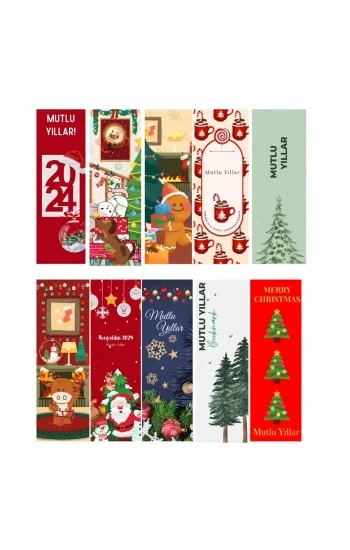 Yeni Yıl 10lu Ayraç Seti 04- Yılbaşı Temalı Kitap Ayracı- 10 Adet
