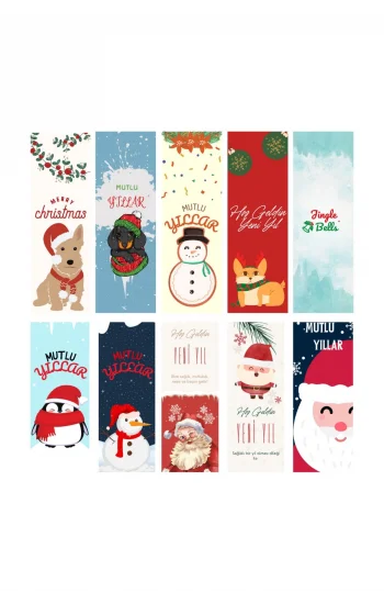 Yeni Yıl 10lu Ayraç Seti 08- Yılbaşı Temalı Kitap Ayracı- 10 Adet