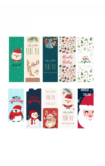 Yeni Yıl 10lu Ayraç Seti 09- Yılbaşı Temalı Kitap Ayracı- 10 Adet