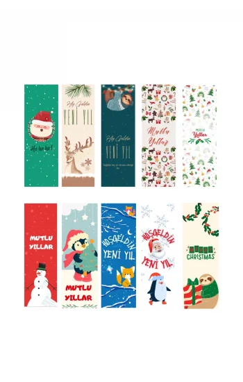 Yılbaşı Temalı Kitap Ayracı-Mutlu Yıllar Temalı Hediye  10lu Yeni Yıl Kitap Ayraçları!