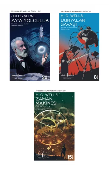 Zaman Makinesi Bir Buluş + Aya Yolculuk + Dünyalar Savaşı- 3 Kitap Set - Iş Bankası Özel Set