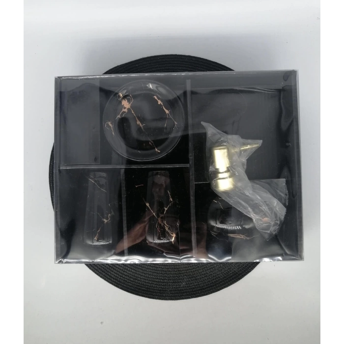 YKT 11710 BANYO SETİ SİYAH MERMER DESEN 4 PRÇ 1X12