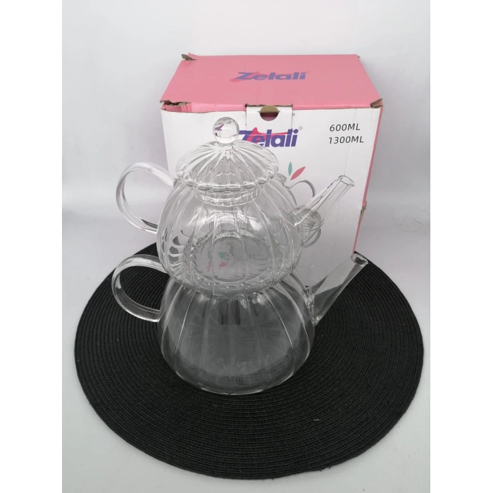 DLY 1751 ÇAYDANLIK CAM ÇİZGİLİ 600+1300 ML 1X12