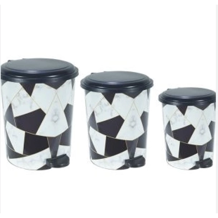 MİZ M-10144 ÇÖP KOVASI PEDALLI DESENLİ 3LÜ 1X1
