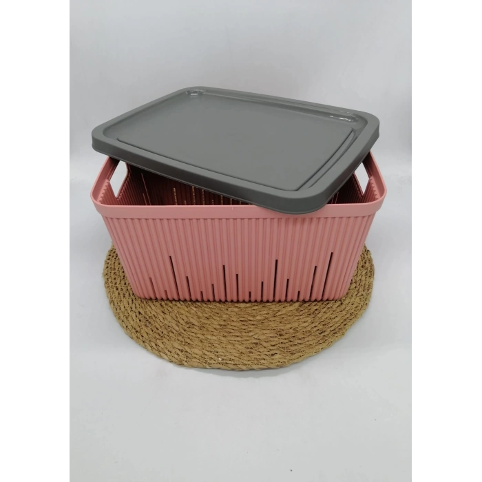 HRV 1381-807 SEPET ÇOK AMAÇLI 7 LT KAPAKLI PEMBE 20X28 XM 1X12