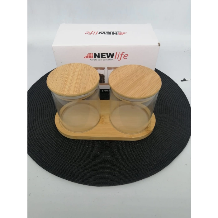 CLKN 2377 KAVANOZ BAMBU KAPAK 2Lİ 1X12