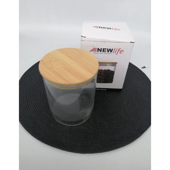 CLKN 2378 KAVANOZ BAMBU KAPAK YUVARLAK 12 CM 1X12