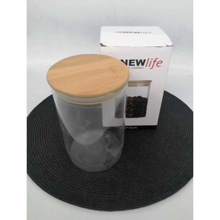 CLKN 2379 KAVANOZ BAMBU YUVARLAK 15 CM 1X12