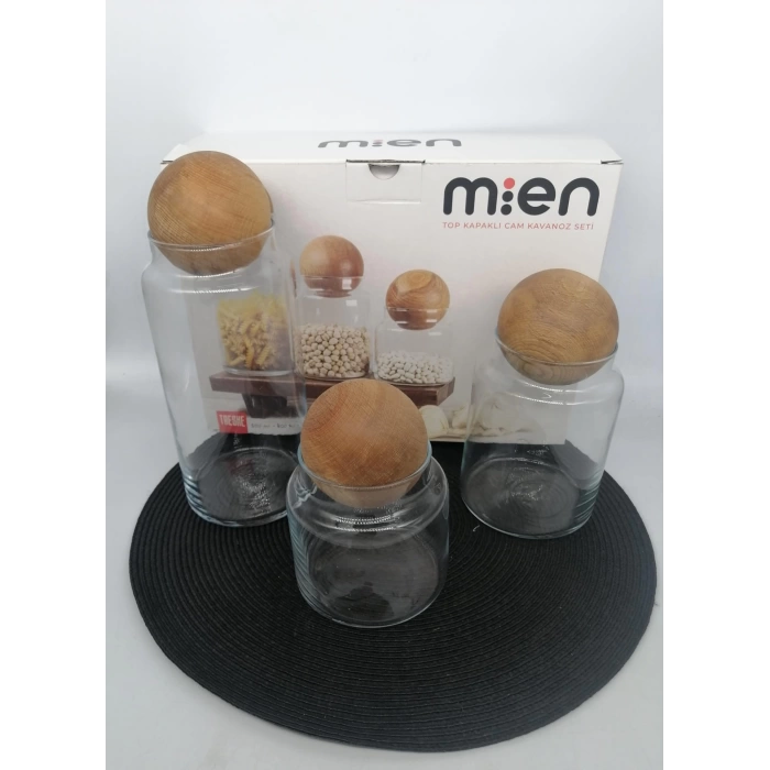 MİE B02 KAVANOZ SETİ CAM TOP KAPAK 3LÜ 1X4