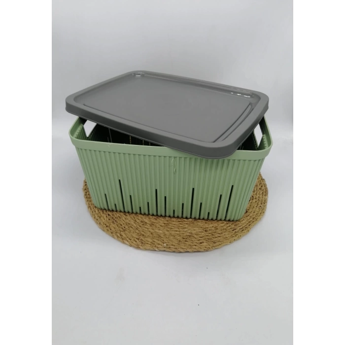 HRV 1381-808 SEPET ÇOK AMAÇLI 7 LT KAPAKLI YEŞİL 20X24 CM 1X12
