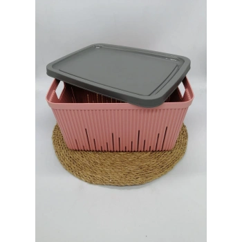 HRV 1381-807 SEPET ÇOK AMAÇLI 7 LT KAPAKLI PEMBE 20X28 XM 1X12