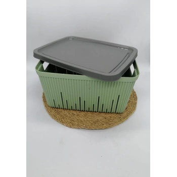 HRV 1381-808 SEPET ÇOK AMAÇLI 7 LT KAPAKLI YEŞİL 20X24 CM 1X12
