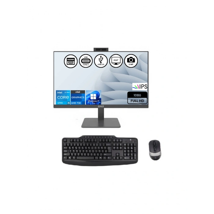 Axer AX24H7W İntel i7 12700 16GB-512GBSSD 23.8 Win11Pro AIO Masaüstü Bilgisayar