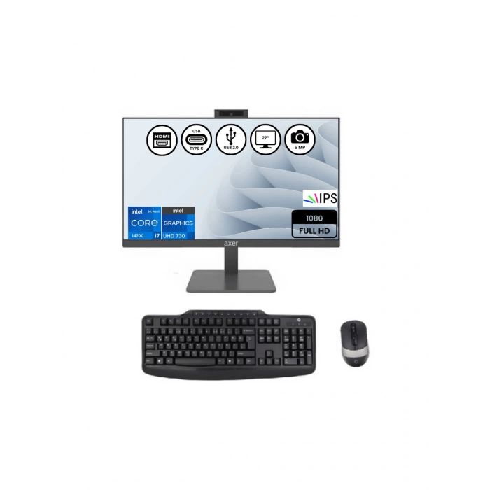 Axer AX27H744 İntel i7 14700 32GB-1TBSSD 27 Freedos AIO Masaüstü Bilgisayar