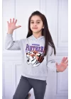 3-10 Yaş Kız Çocuk Sweatshirt Baskılı Pullu