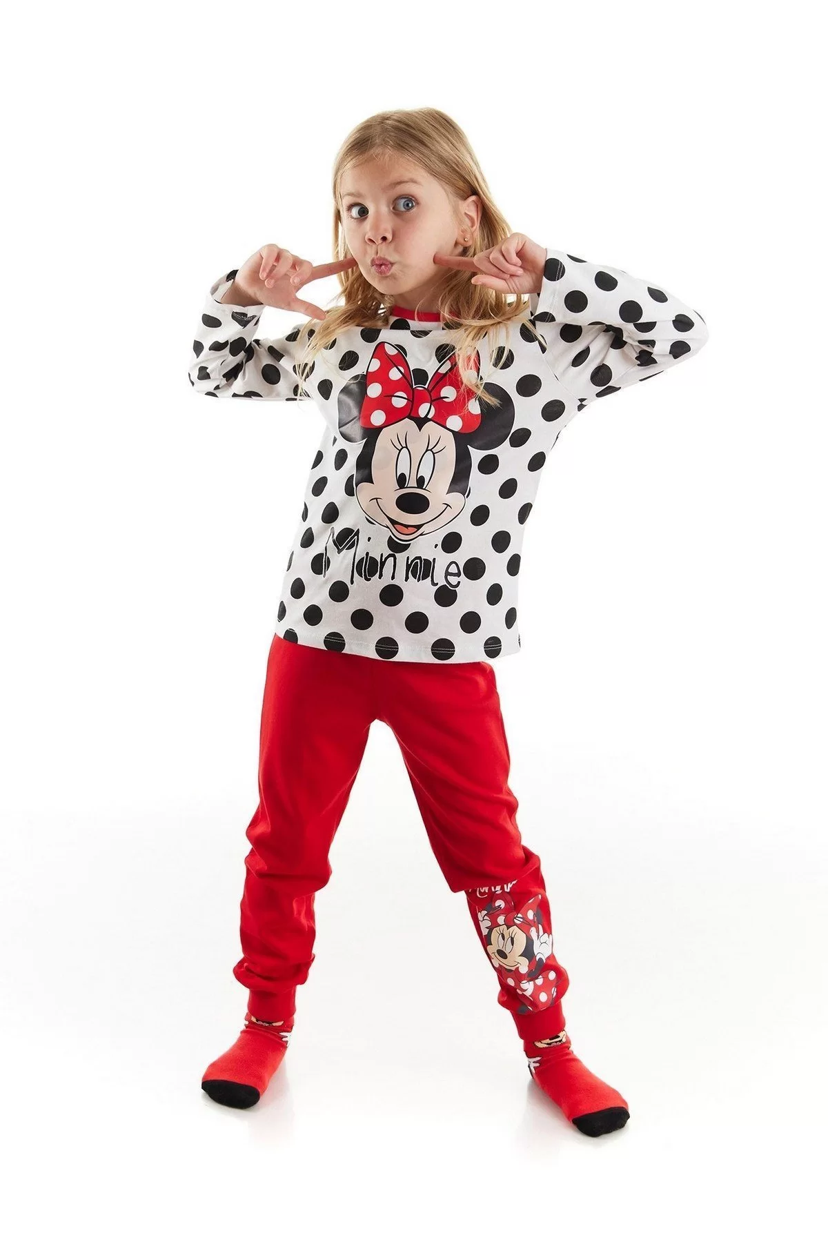 2-7 Yaş Kız Çocuk Pijama Takımı Minnie Mouse Lisanslı