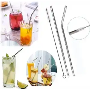 2Li Paslanmaz Çelik Pipet, Temizleme Fırçası, Metal Pipet