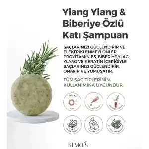 REMOS Katı Şampuan Dökülme Karşıtı - Ylang Ylang & Biberiye Özlü 100 gr