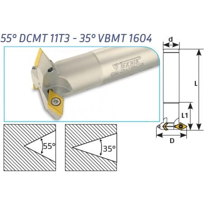 55° DCMT 11T3 - 35° VBMT 1604 Takma Uçlu T Freze