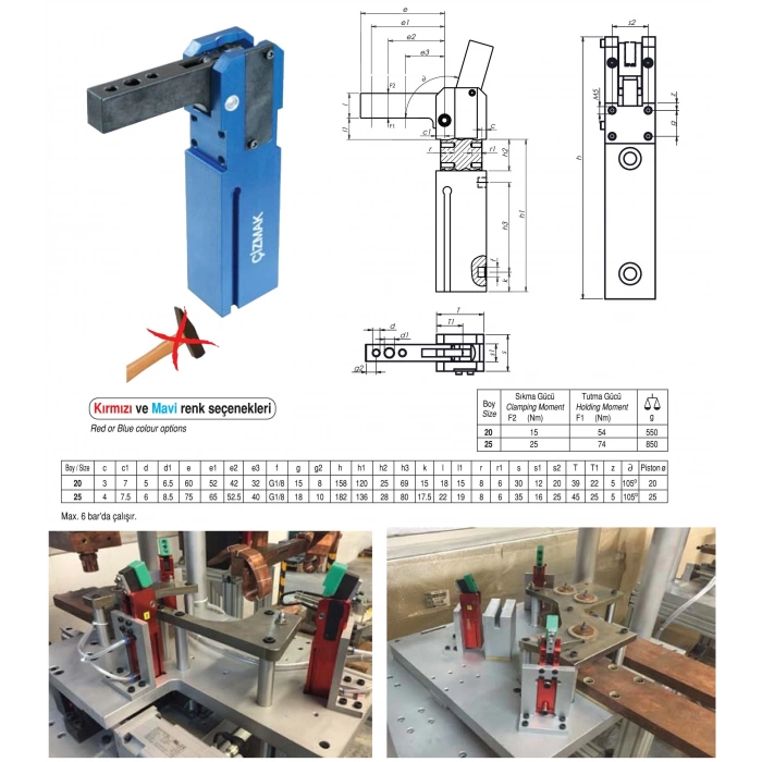 P10/628M/20 PNÖMATIK BAĞLAMA ELAMANI