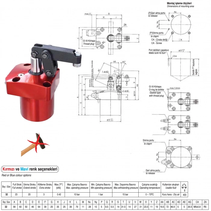 P12/629V/32 PNÖMATIK BAĞLAMA ELAMANI
